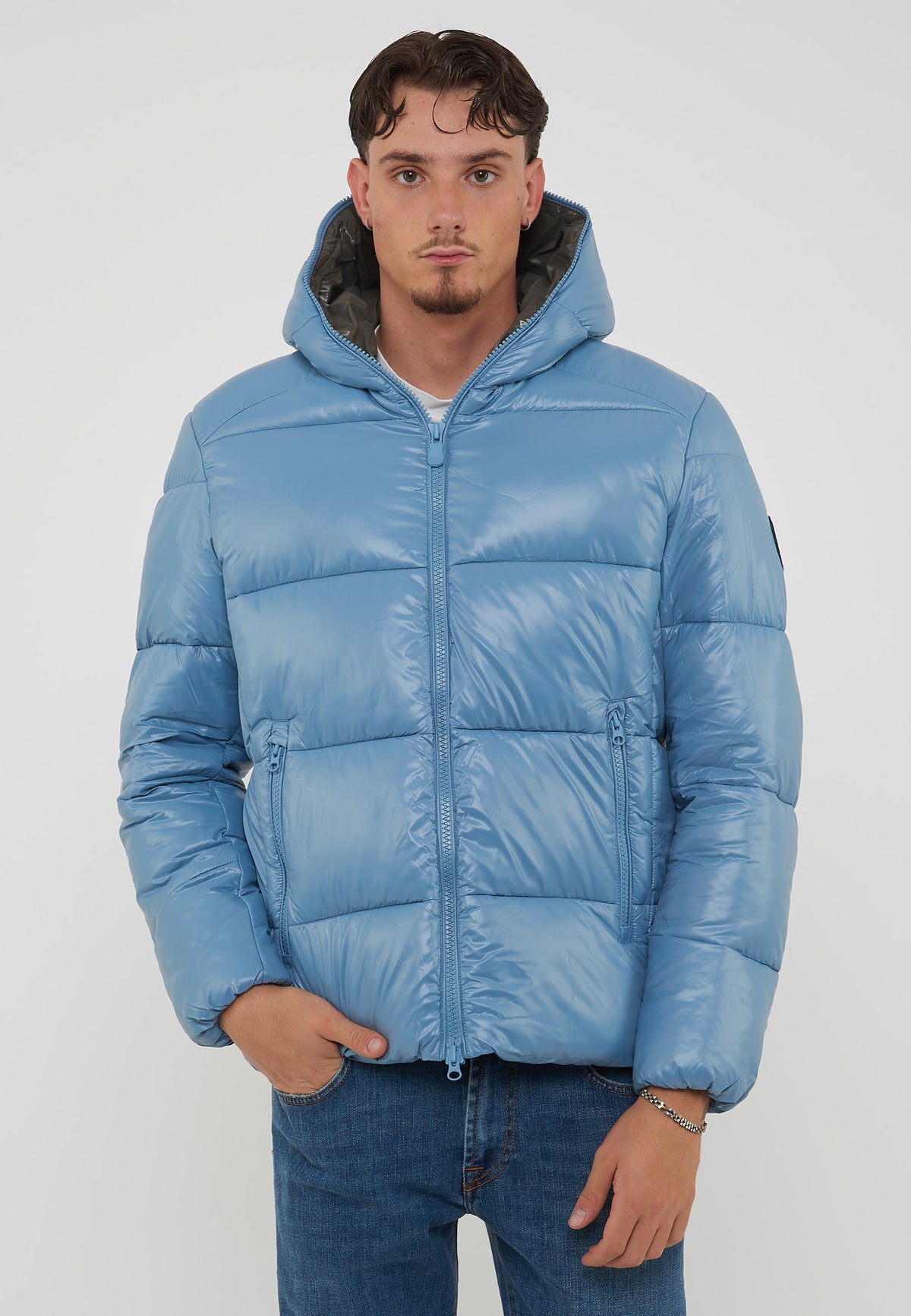 Piumino Animal Free Con Cappuccio Uomo Edgard Dolphni Blue 