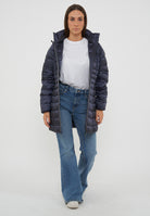 Piumino Lungo Da Donna Modello Reese Blue Black 