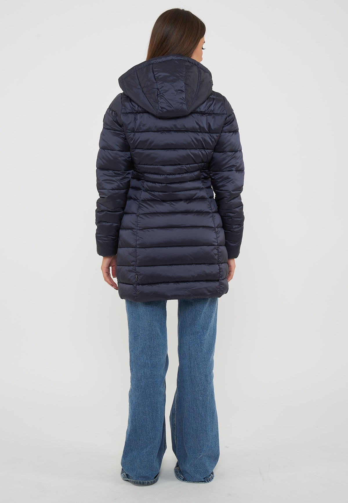 Piumino Lungo Da Donna Modello Reese Blue Black 