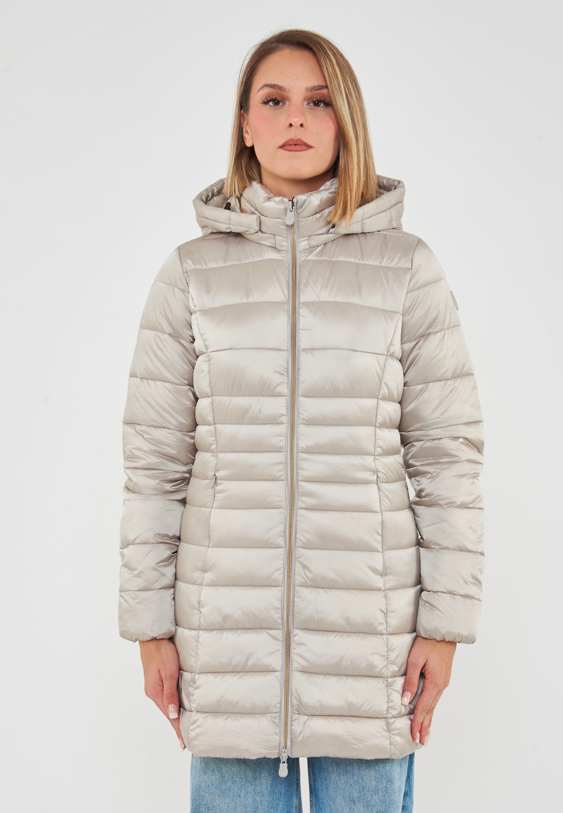 Piumino Lungo Da Donna Modello Reese Rainy Beige 