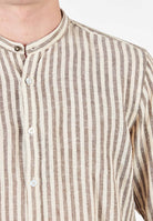 Camicia Coreana Alley Docks A Righe Misto Lino 