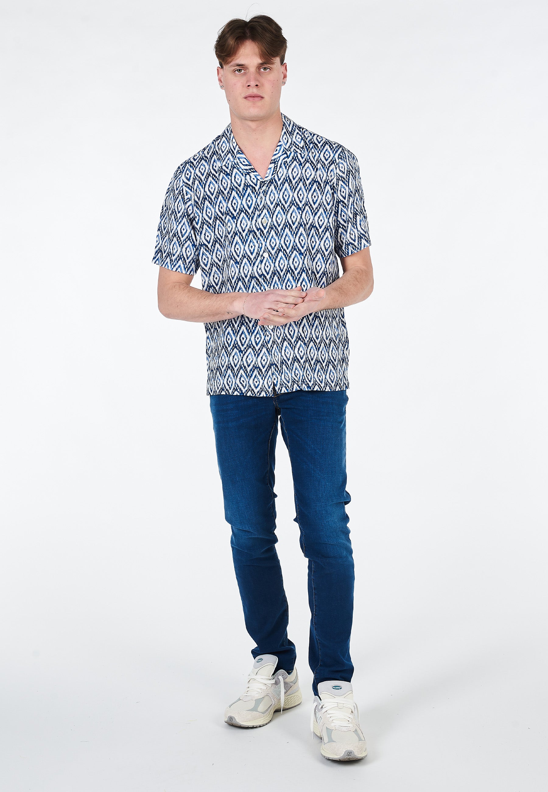 Camicia Alley Docks In Viscosa Mezza Manica Stampa 