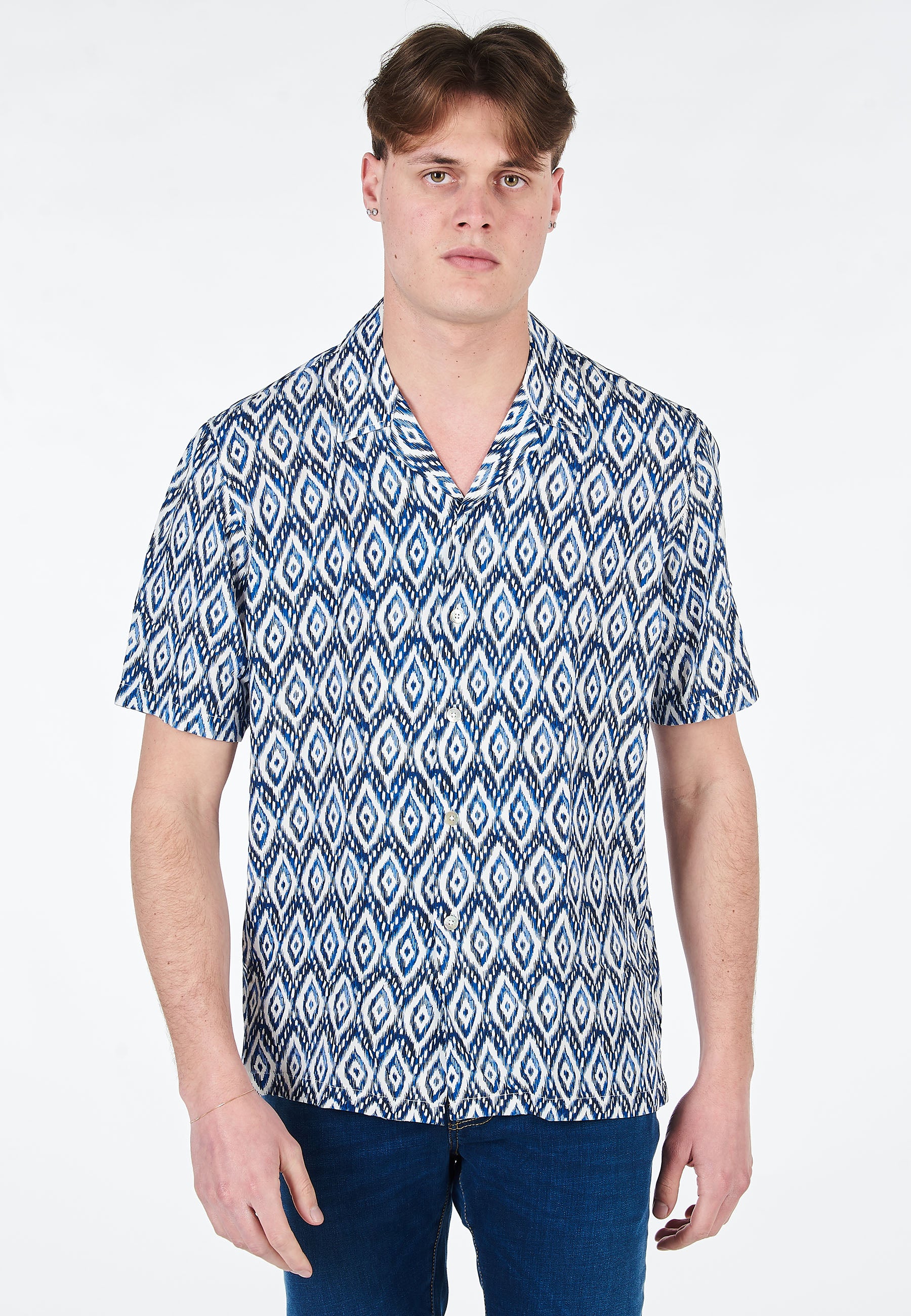 Camicia Alley Docks In Viscosa Mezza Manica Stampa 