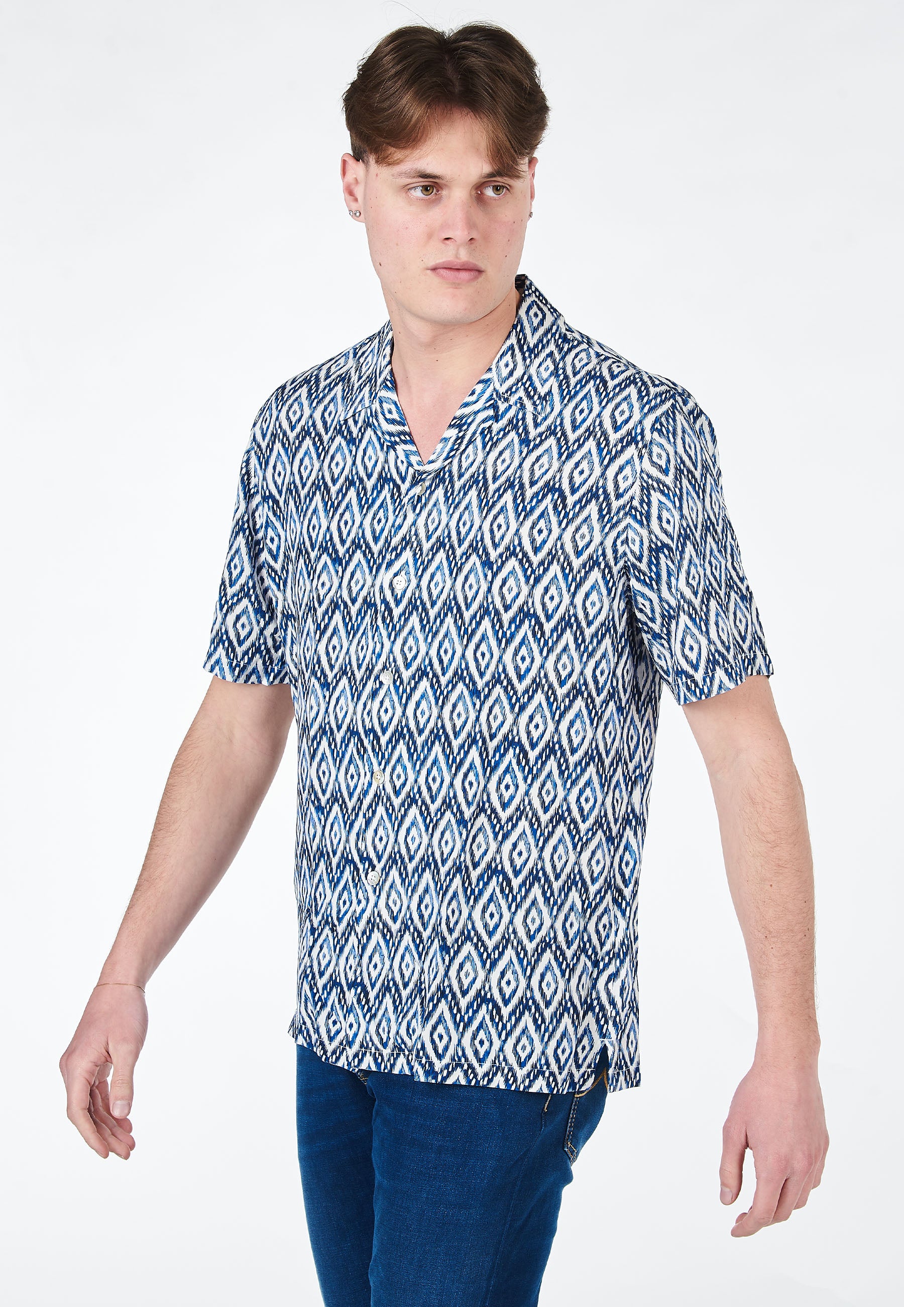 Camicia Alley Docks In Viscosa Mezza Manica Stampa 