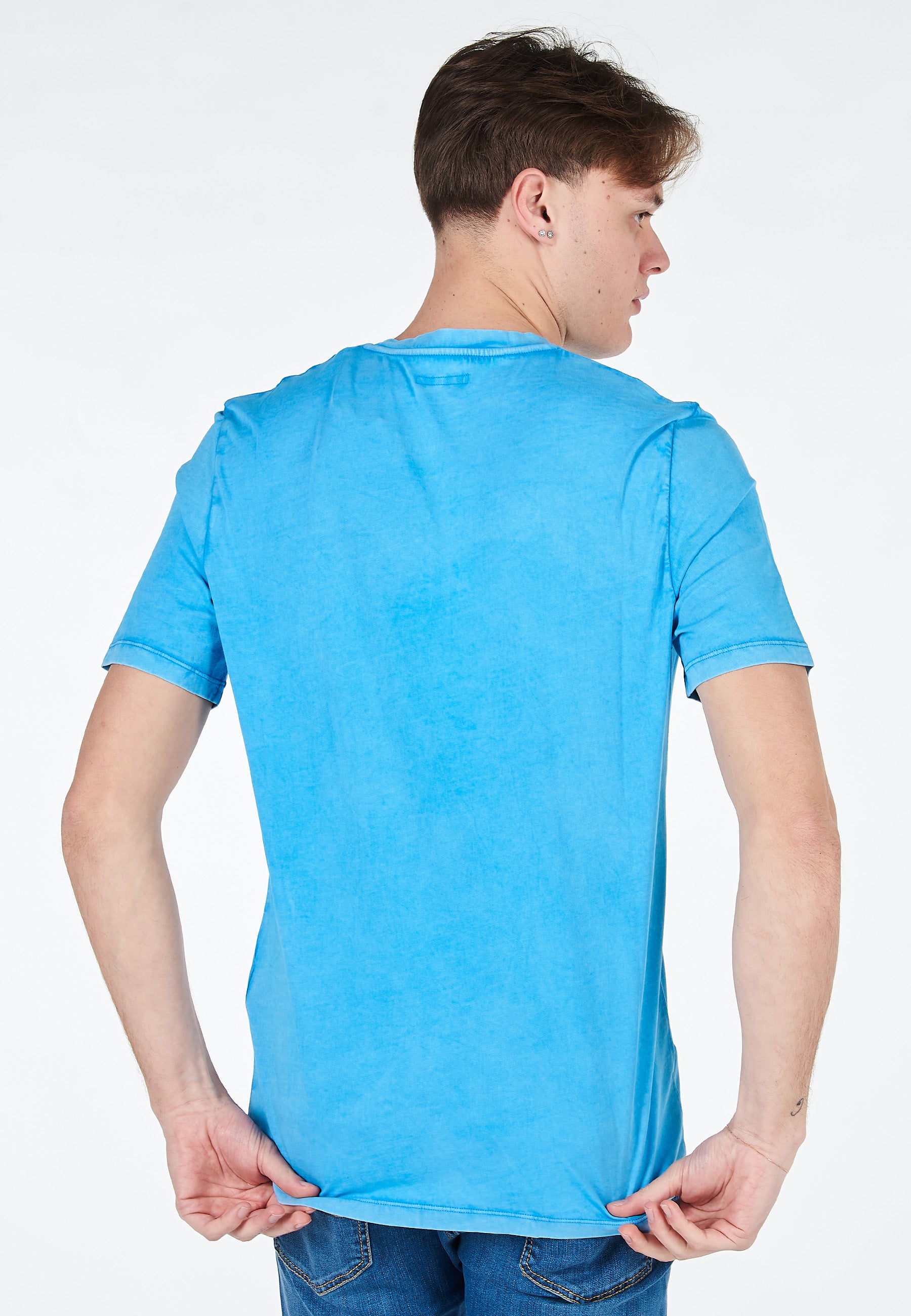 T-Shirt In jersey di Cotone Tinta In Capo 