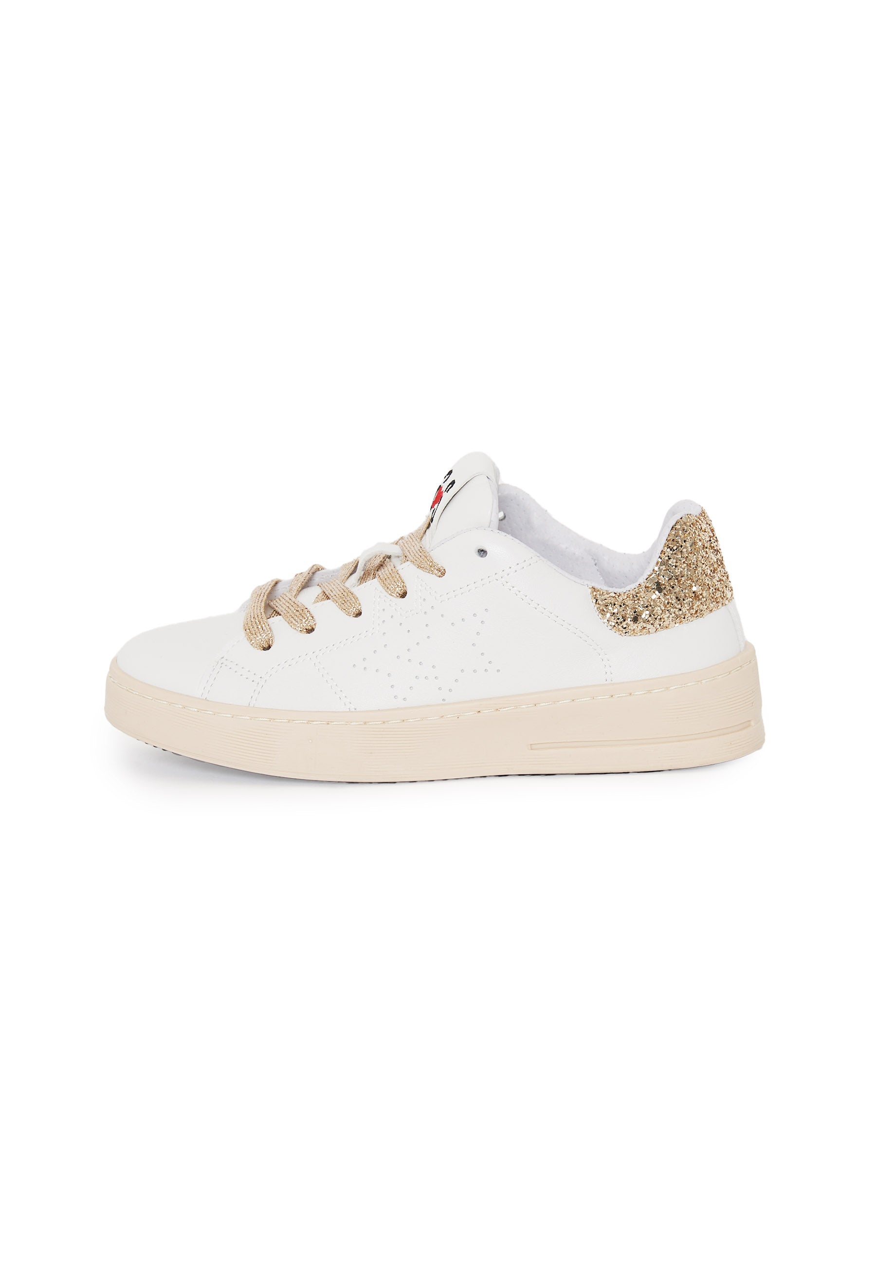 Sneaker Walk Star In Pelle Bianca Con Dettagli In Glitter Dorato 