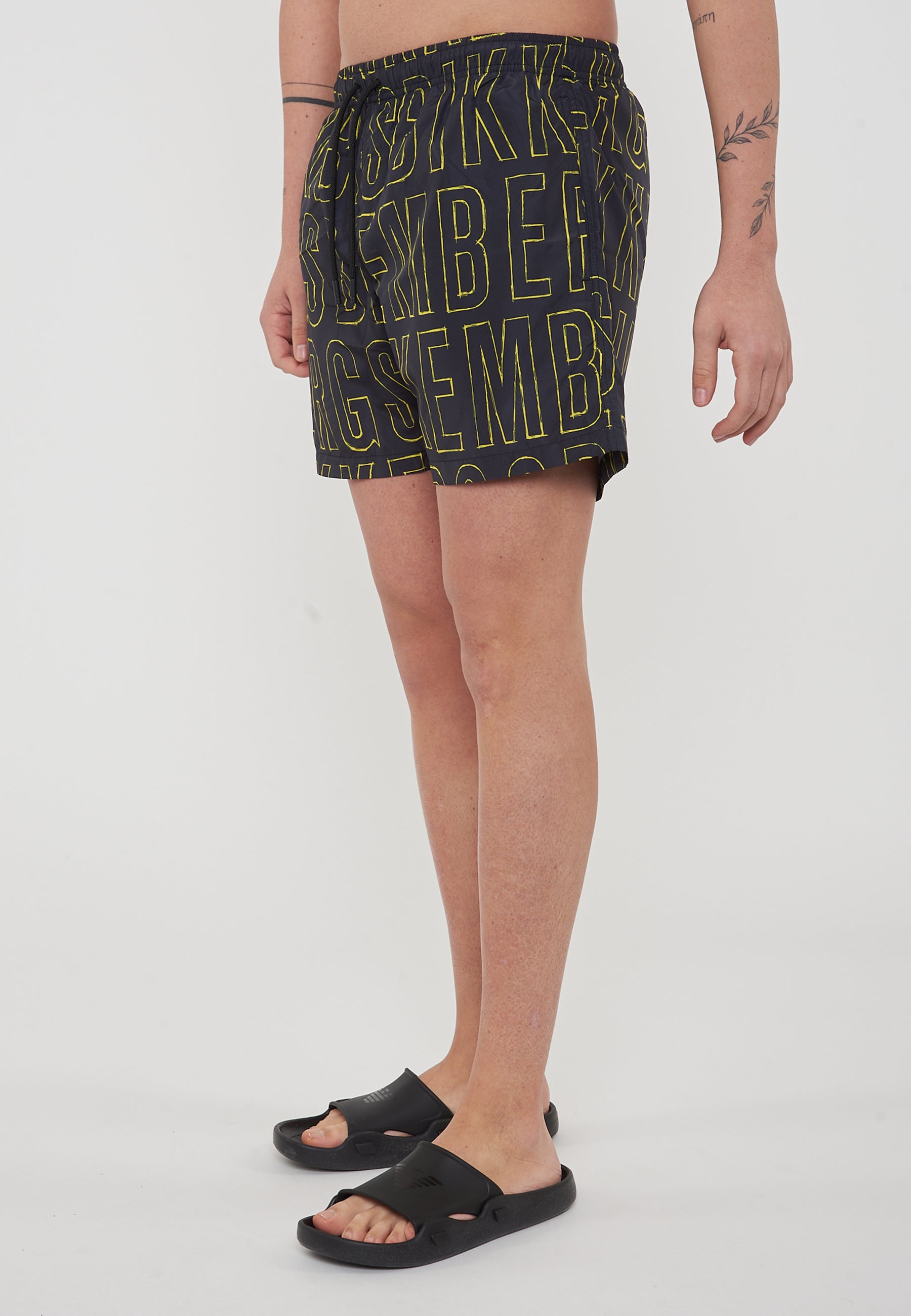 Boxer Mare Uomo Stampa Al Tratto Black 