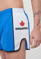 Dsquared2 Boxeur Colour-Block Midi Swim Boxer Blue/White 