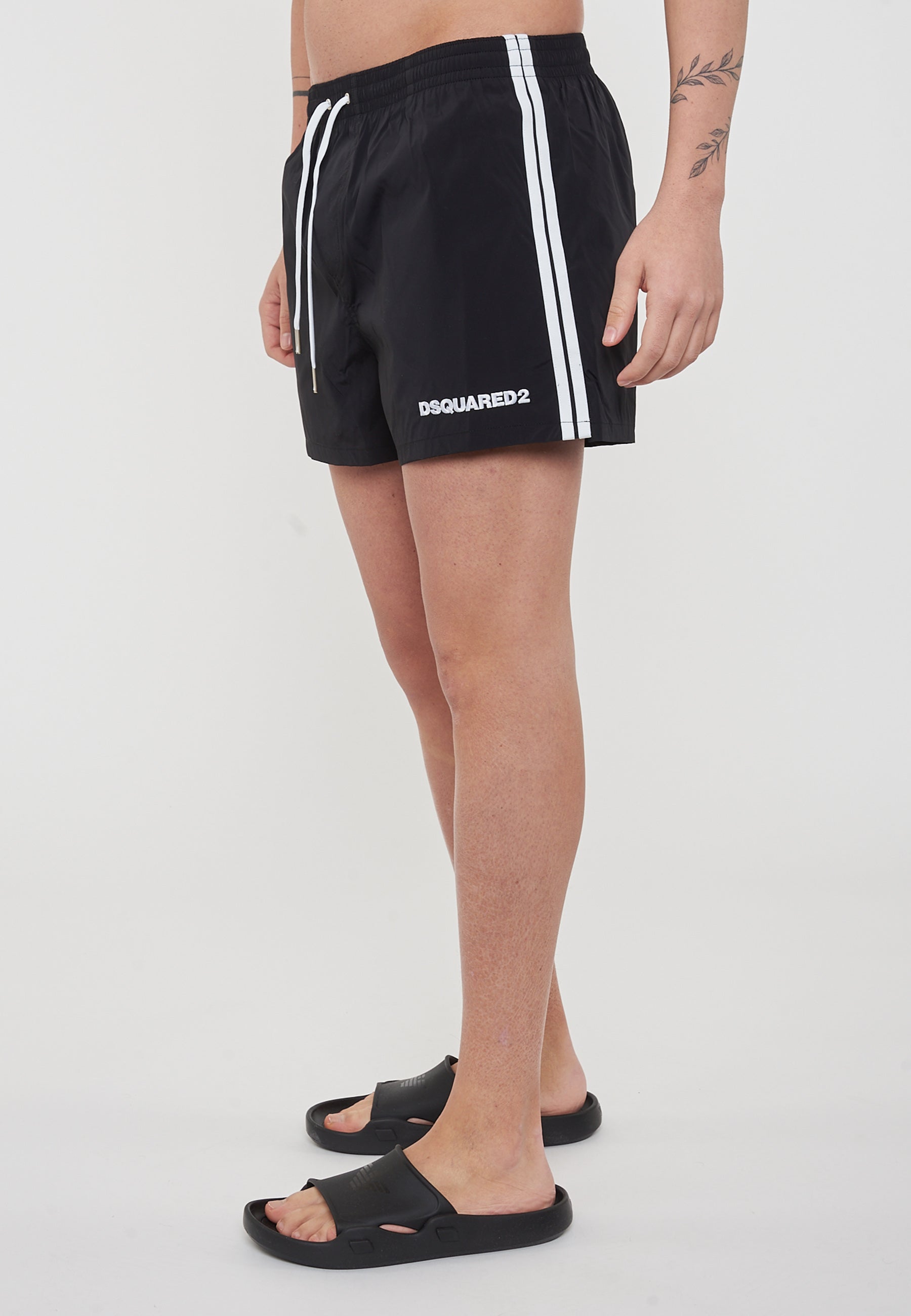 Dsquared2 Boxeur Side Stripe Midi Swim Boxer Black 