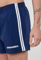 Dsquared2 Boxeur Side Stripe Midi Swim Boxer Navy Blue 