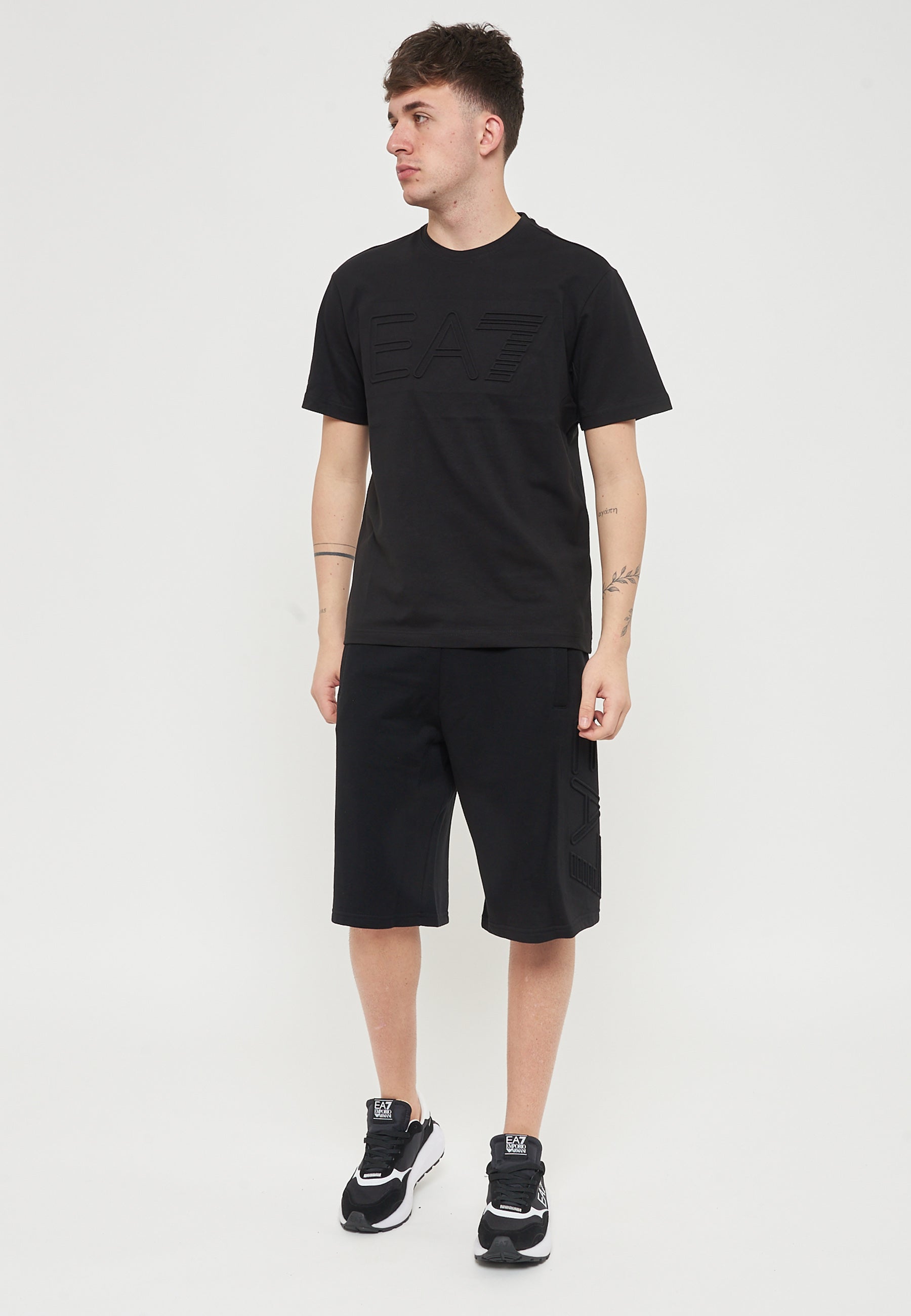 T-Shirt Logo Series A Maniche Corte In Jersey Di Cotone Organico Black 