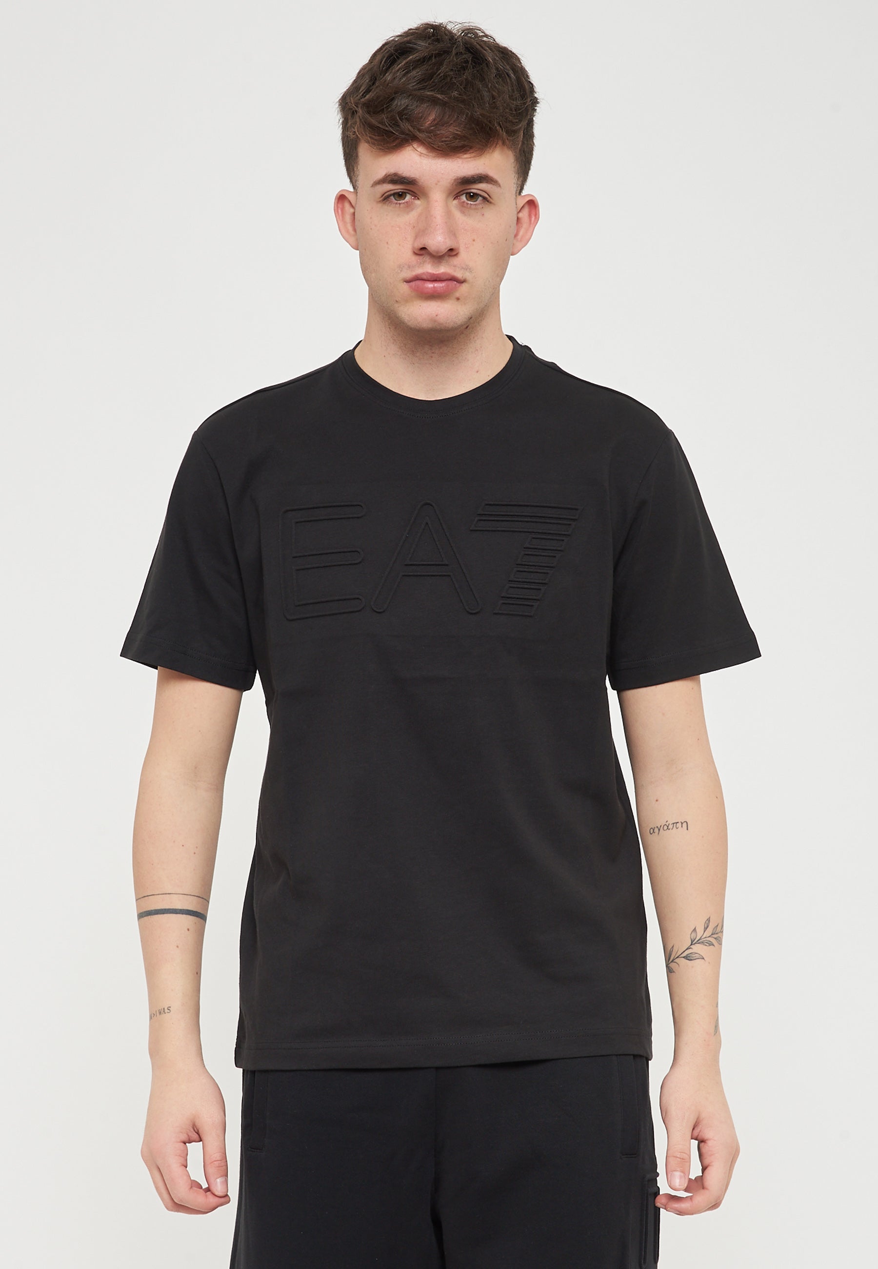 T-Shirt Logo Series A Maniche Corte In Jersey Di Cotone Organico Black 