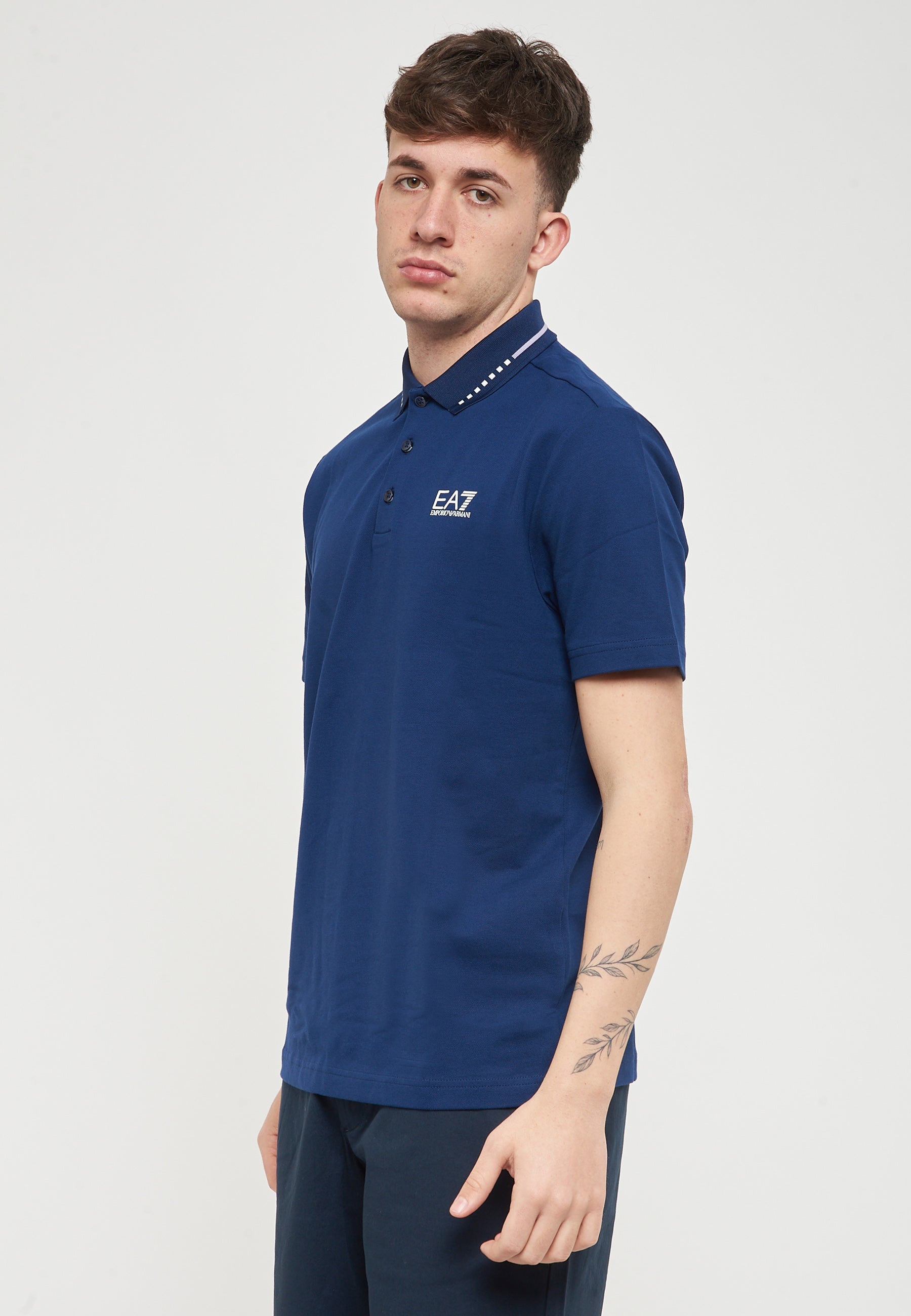 Polo Tennis Club In Piquet Di Cotone Stretch Medieval Blue 