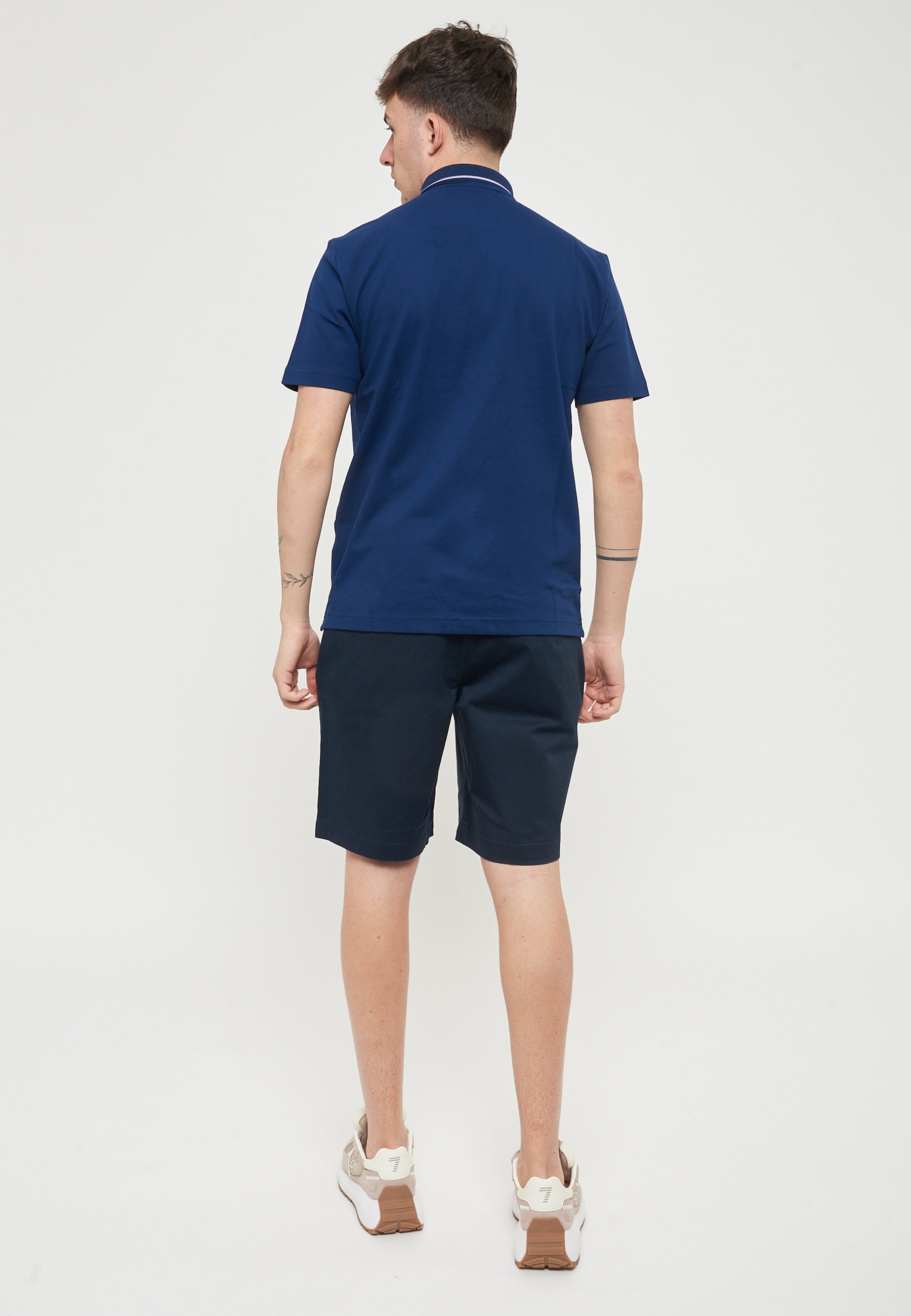 Polo Tennis Club In Piquet Di Cotone Stretch Medieval Blue 