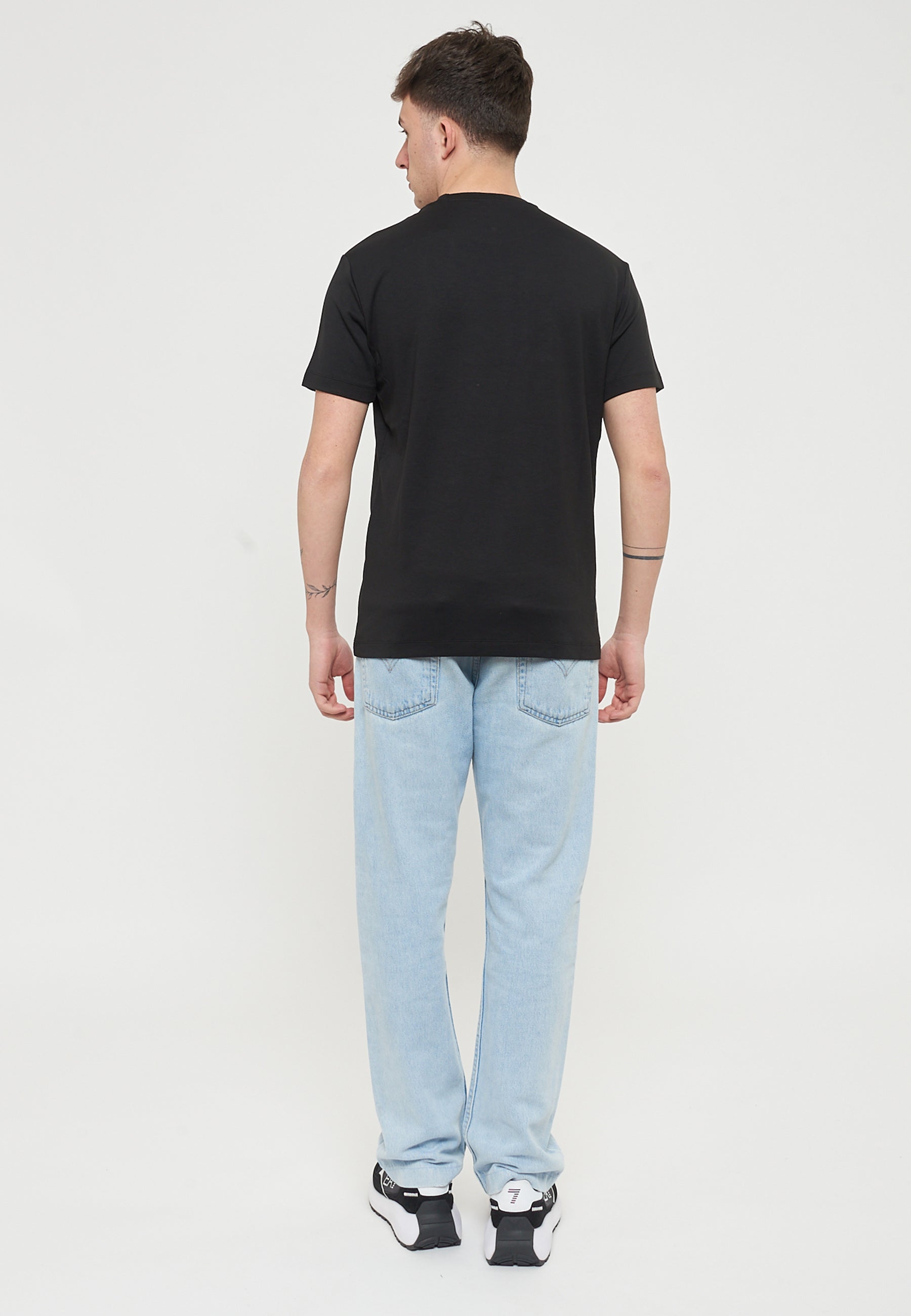 T-Shirt Girocollo Gold Label In Jersey Di Viscosa Black 