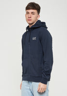 Felpa Con Cappuccio Logo Series In Cotone Blue 