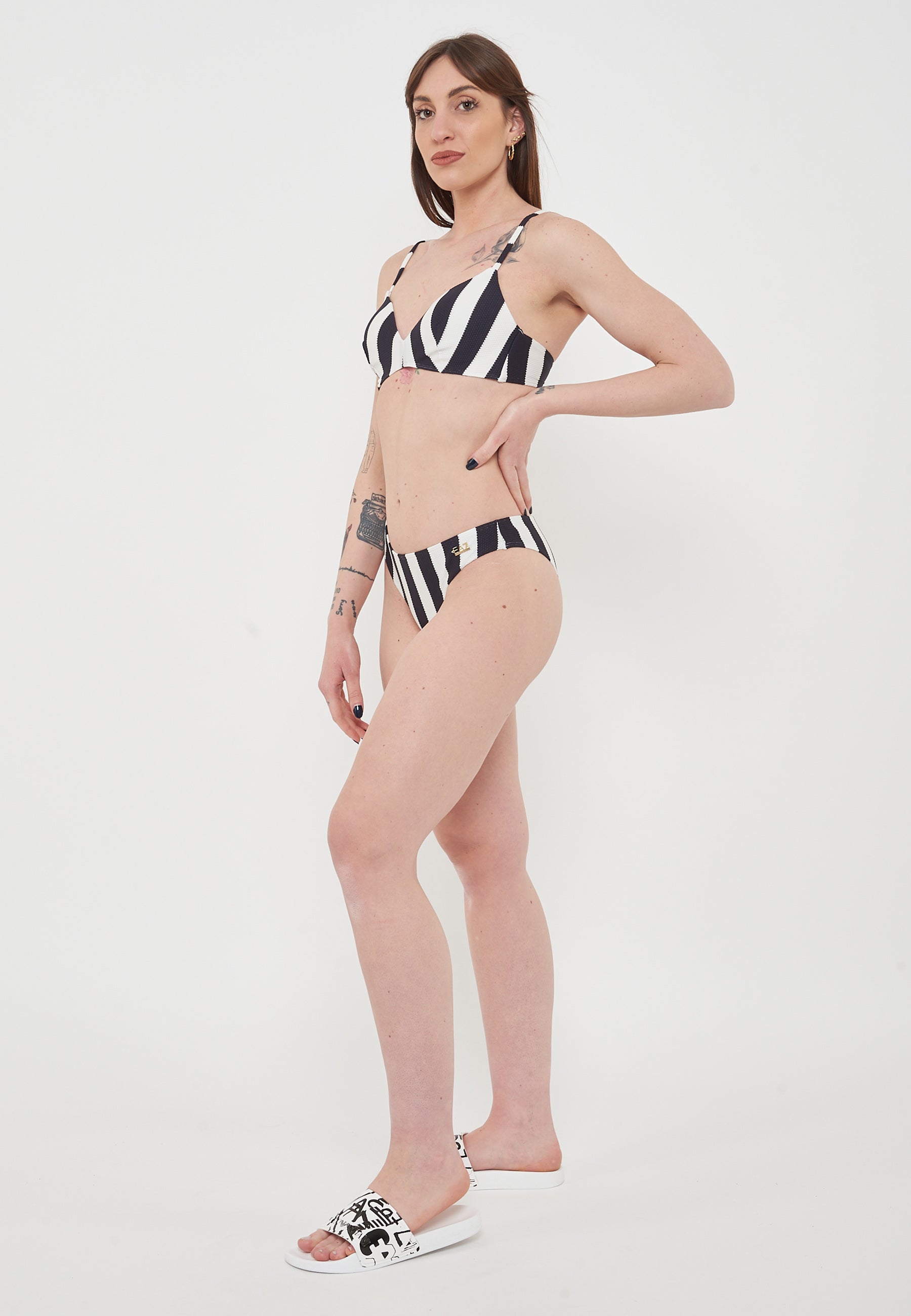 Costume Donna Ea7 Emporio Armani In Tessuto Strech Blue White 
