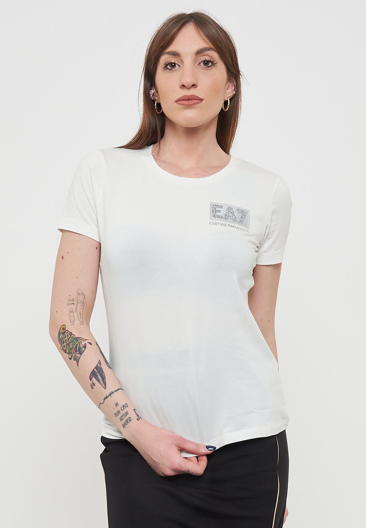 T-Shirt Girocollo Ea7 Emporio Armani Donna Star White 