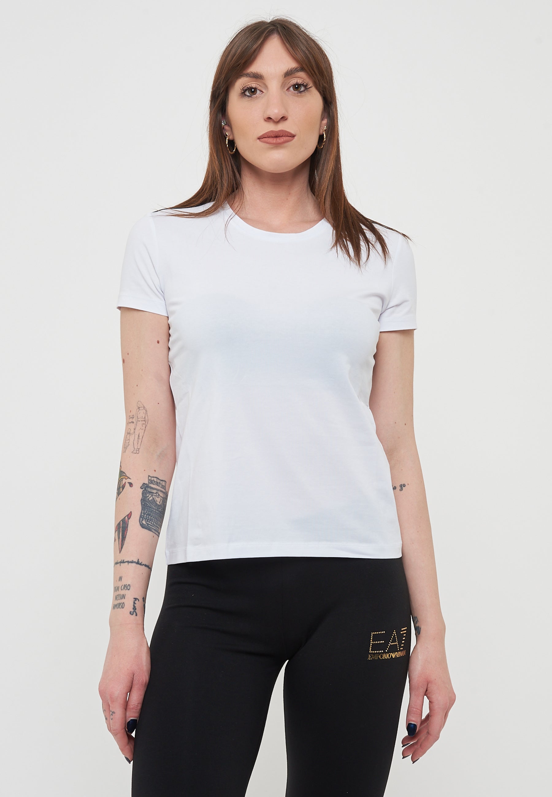 T-Shirt Logo Series In Jersey Di Cotone Stretch White<BR/> 