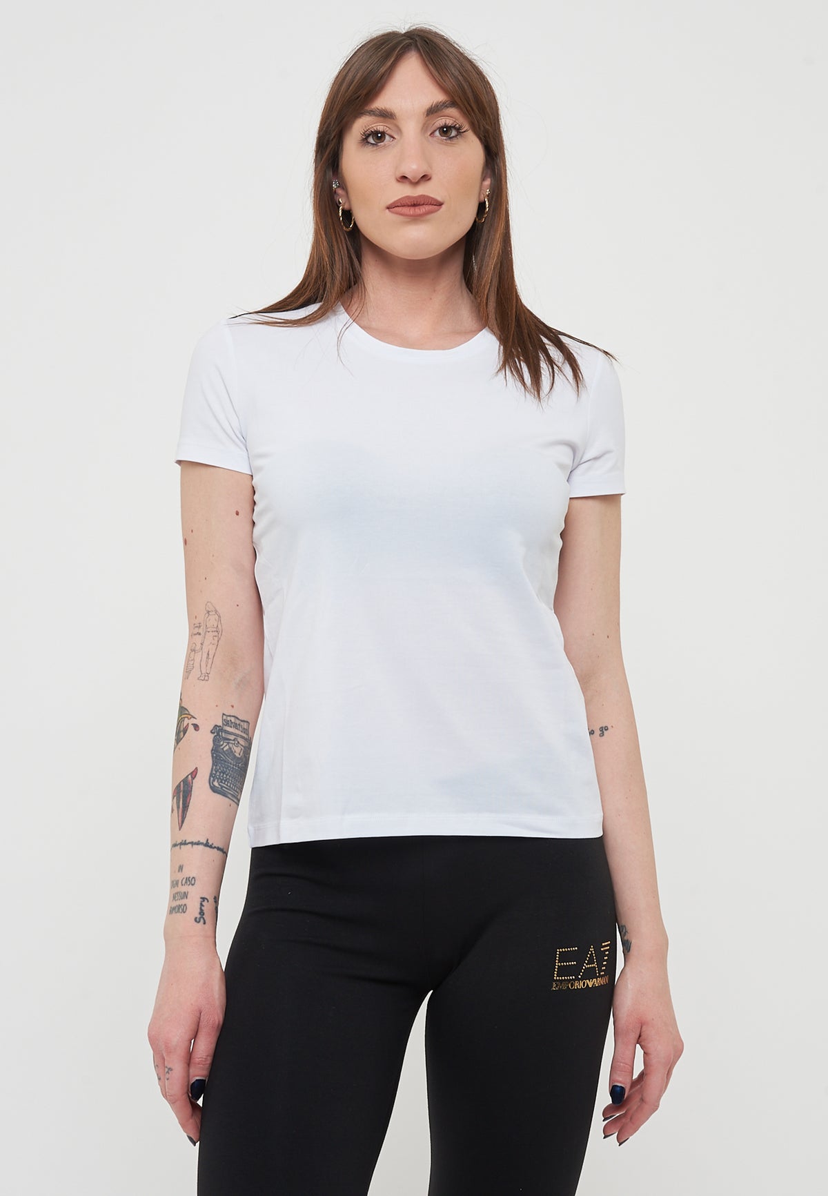 T-Shirt Logo Series In Jersey Di Cotone Stretch White<BR/> 