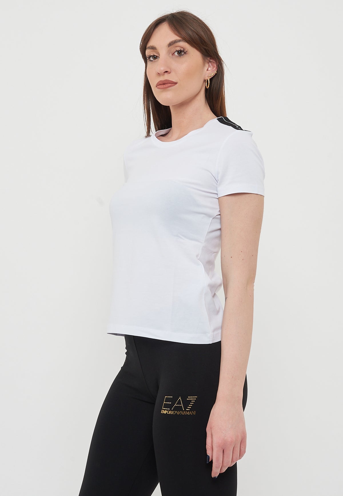 T-Shirt Logo Series In Jersey Di Cotone Stretch White<BR/> 