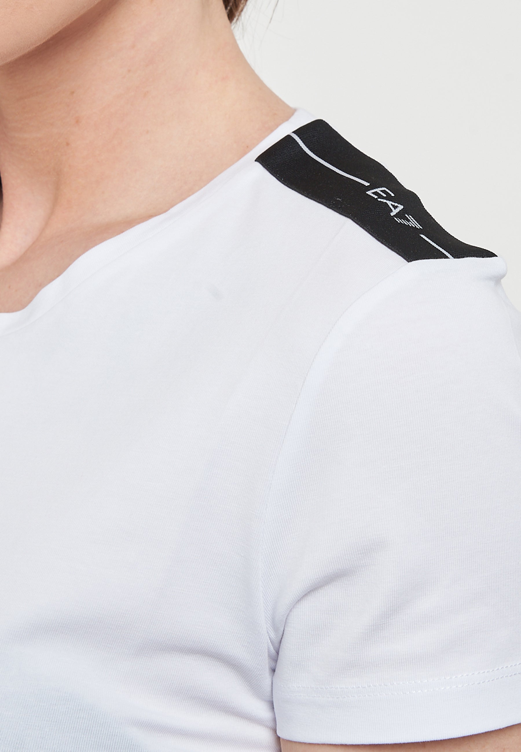 T-Shirt Logo Series In Jersey Di Cotone Stretch White<BR/> 