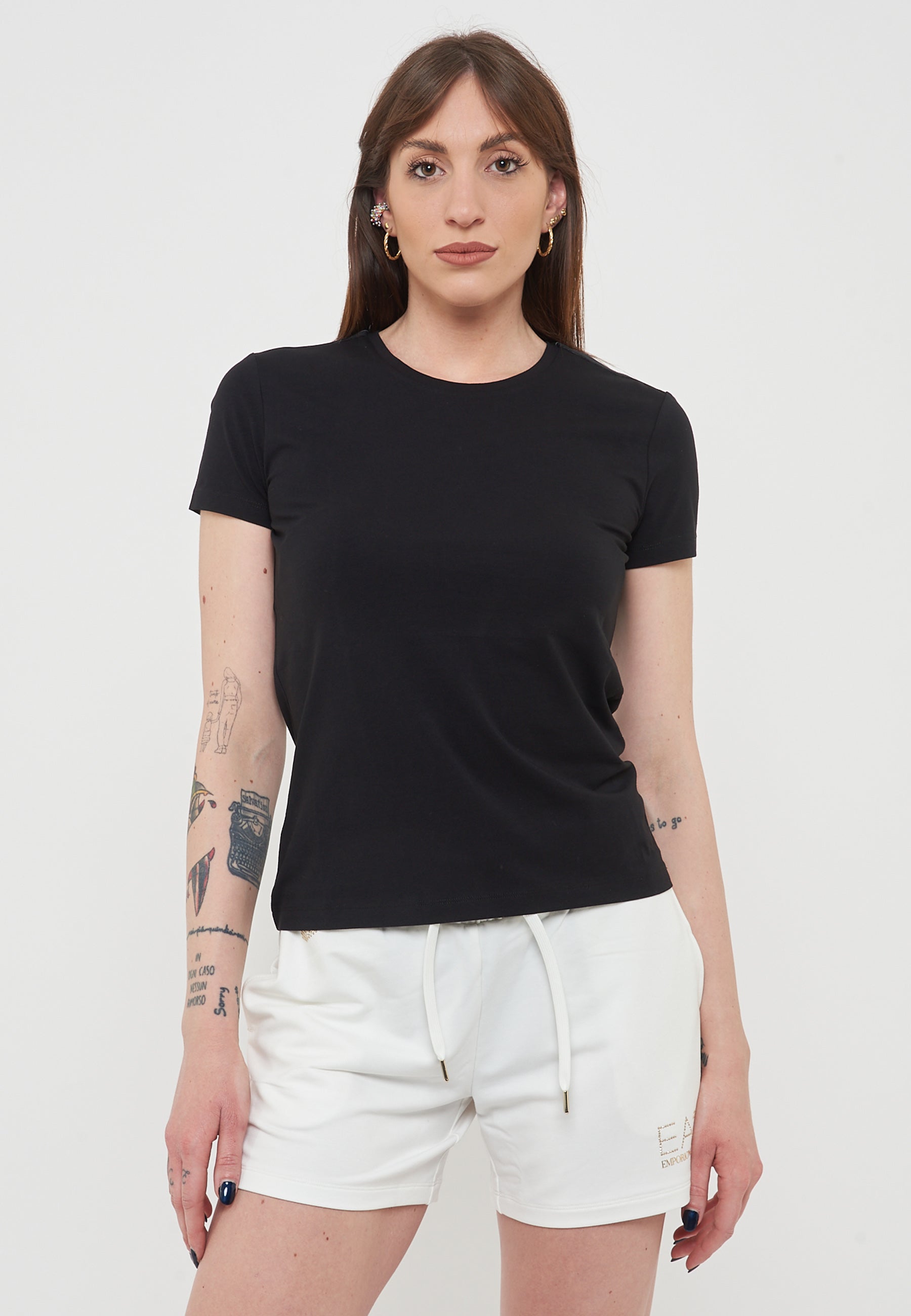 T-Shirt Logo Series In Jersey Di Cotone Stretch Black 