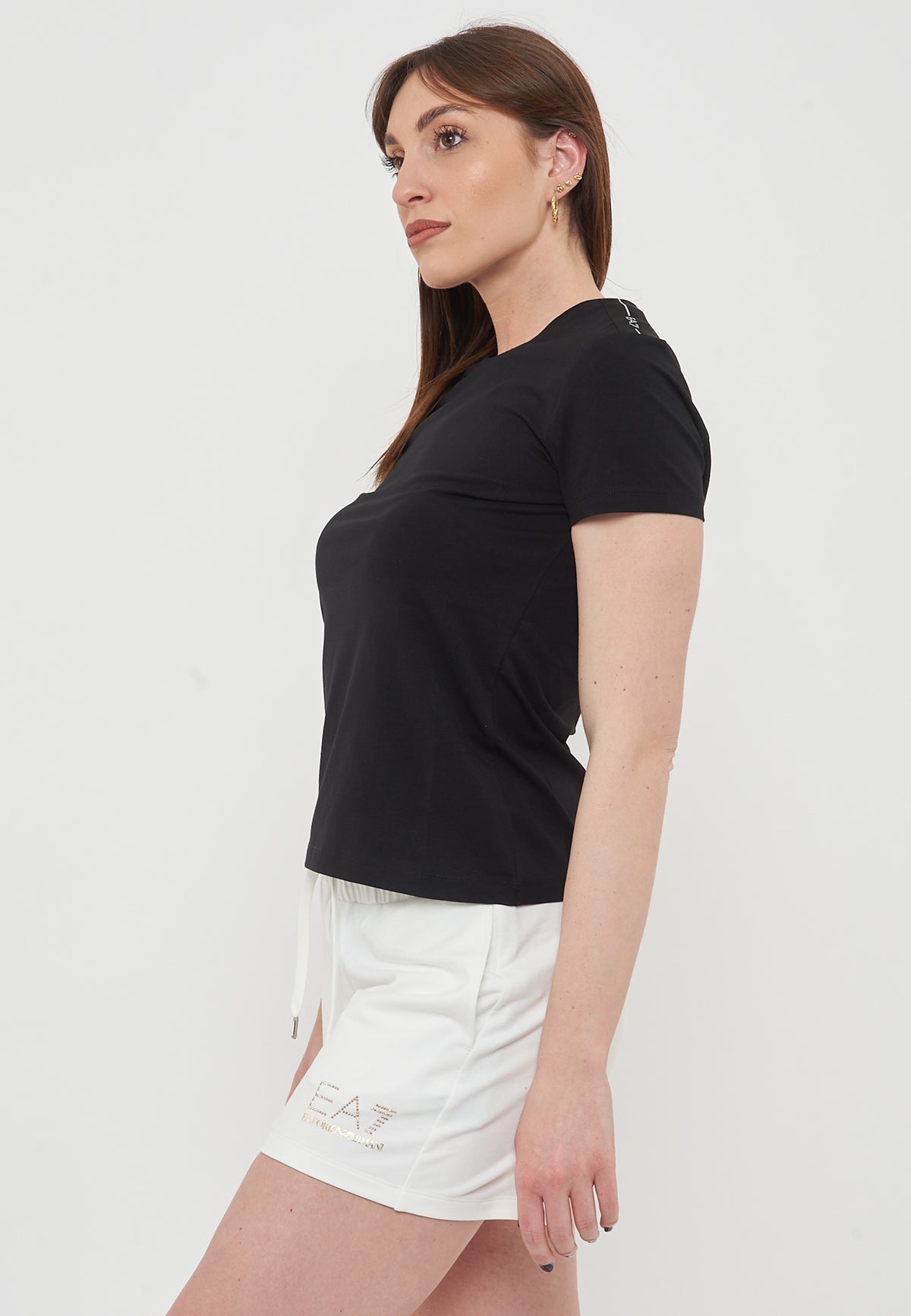 T-Shirt Logo Series In Jersey Di Cotone Stretch Black 