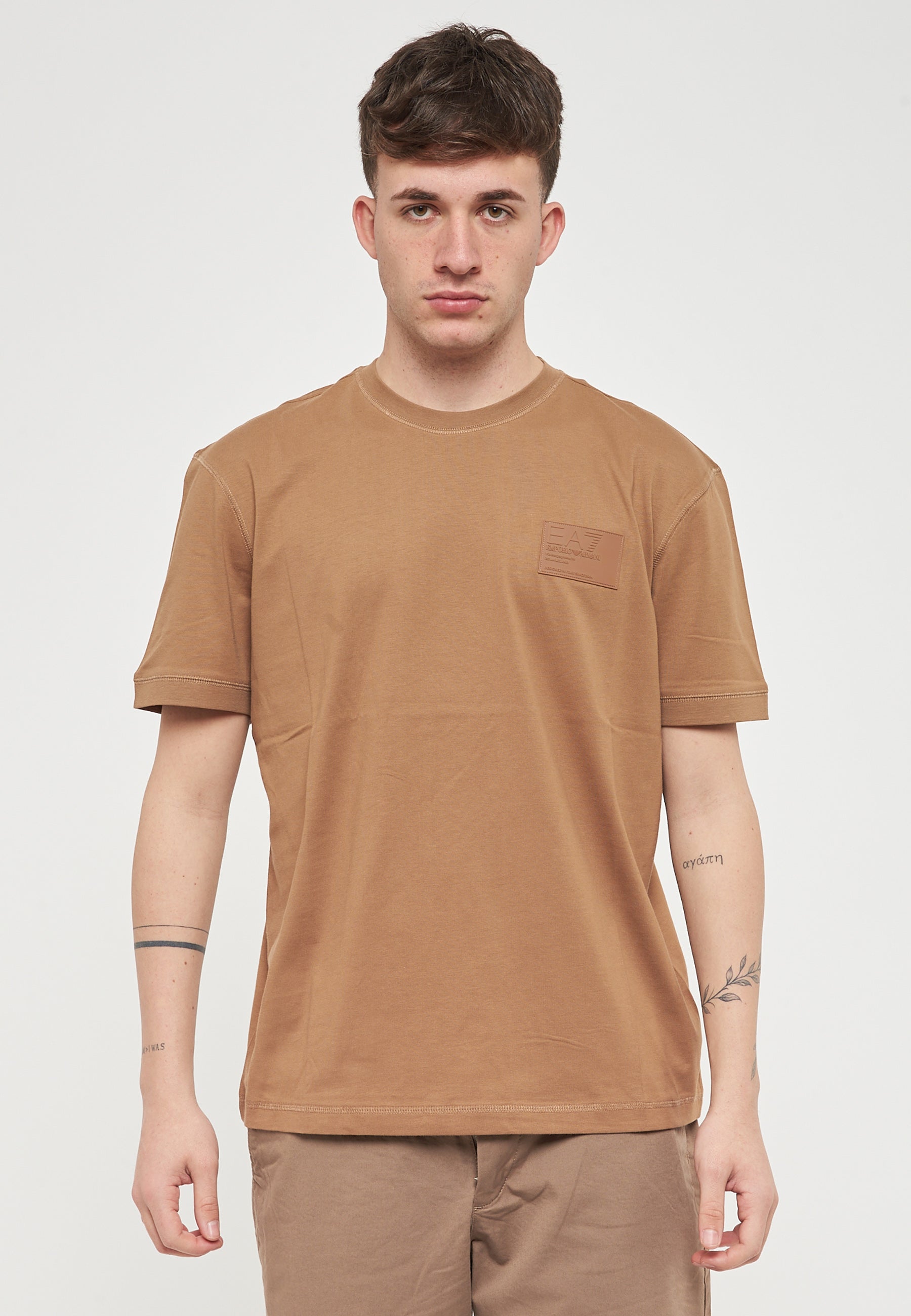 T-Shirt Core Identity Unisex In Jersey Di Cotone Toasted Coconut 