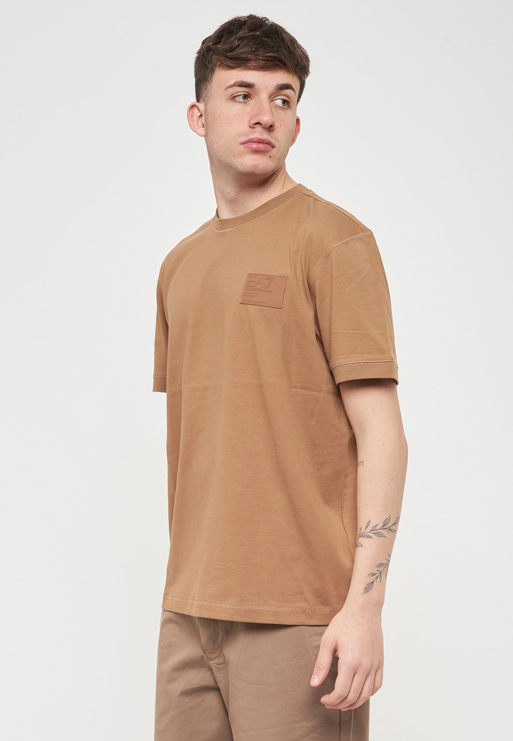 T-Shirt Core Identity Unisex In Jersey Di Cotone Toasted Coconut 