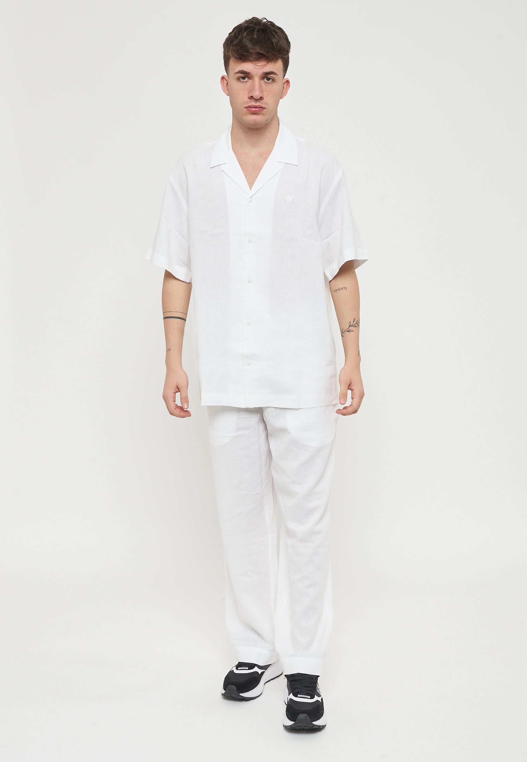 Pantaloni Emporio Armani Swimwear Misto Lino White 