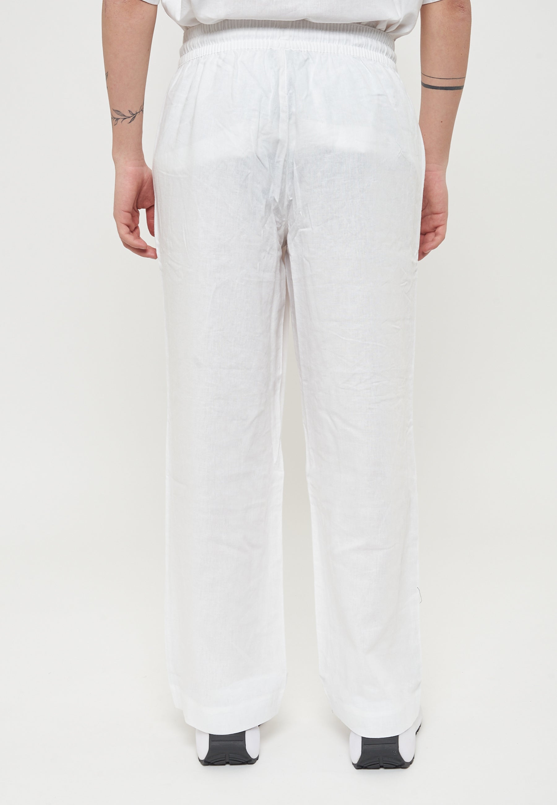 Pantaloni Emporio Armani Swimwear Misto Lino White 