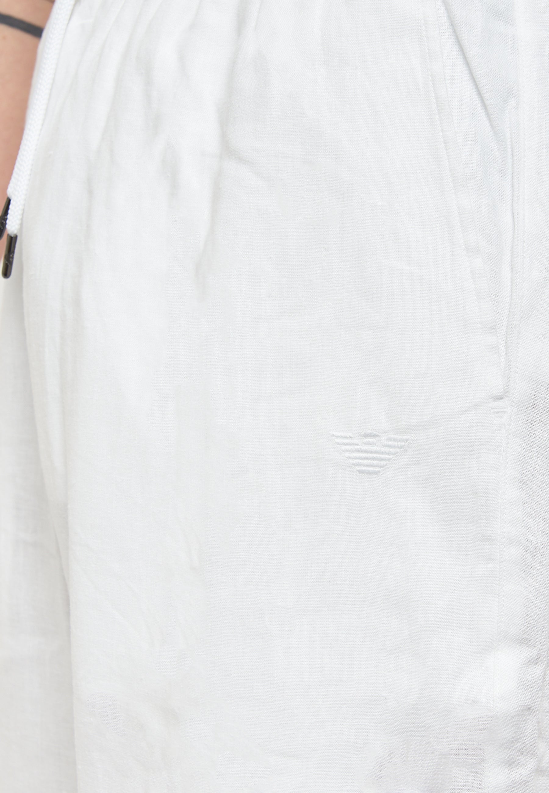 Pantaloni Emporio Armani Swimwear Misto Lino White 