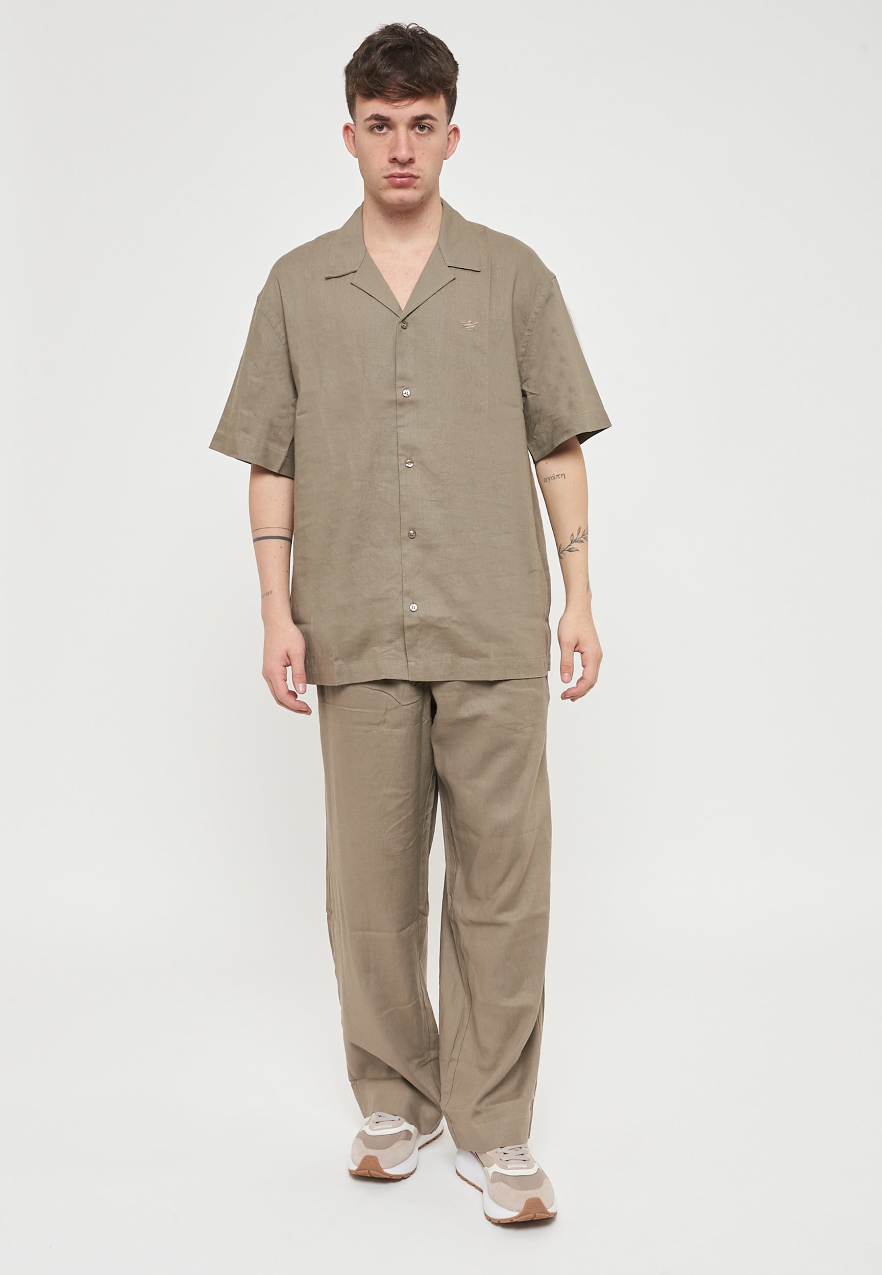 Camicia beachwear in misto lino Walnut 