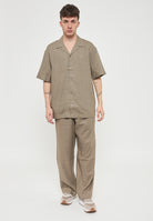 Camicia beachwear in misto lino Walnut 