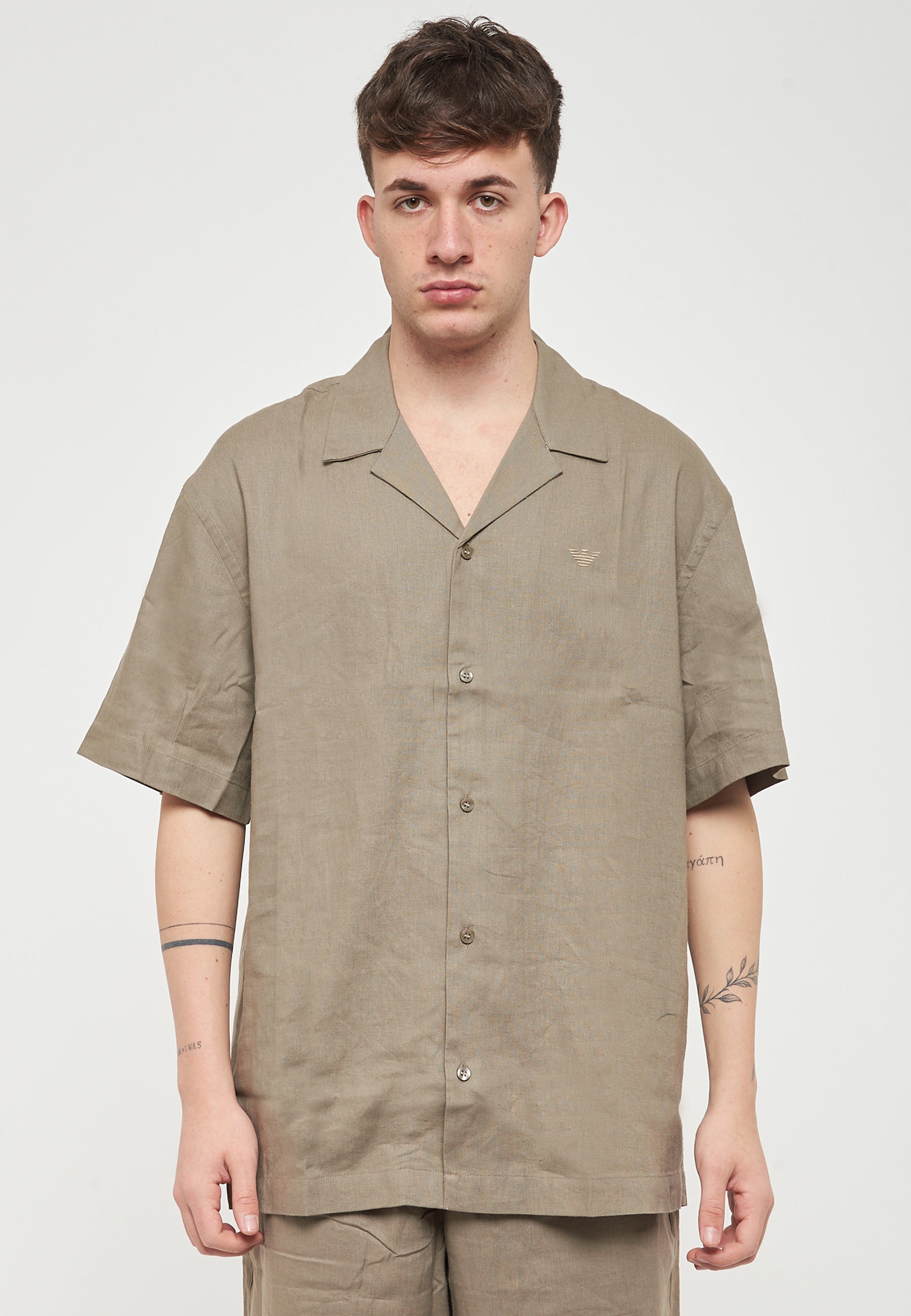 Camicia beachwear in misto lino Walnut 