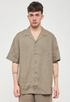 Camicia beachwear in misto lino Walnut 