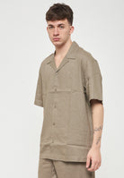 Camicia beachwear in misto lino Walnut 