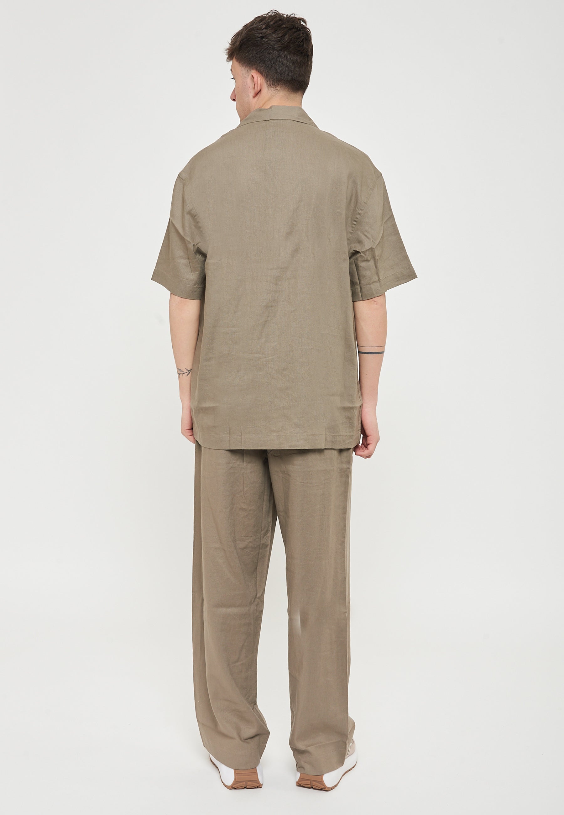 Camicia beachwear in misto lino Walnut 