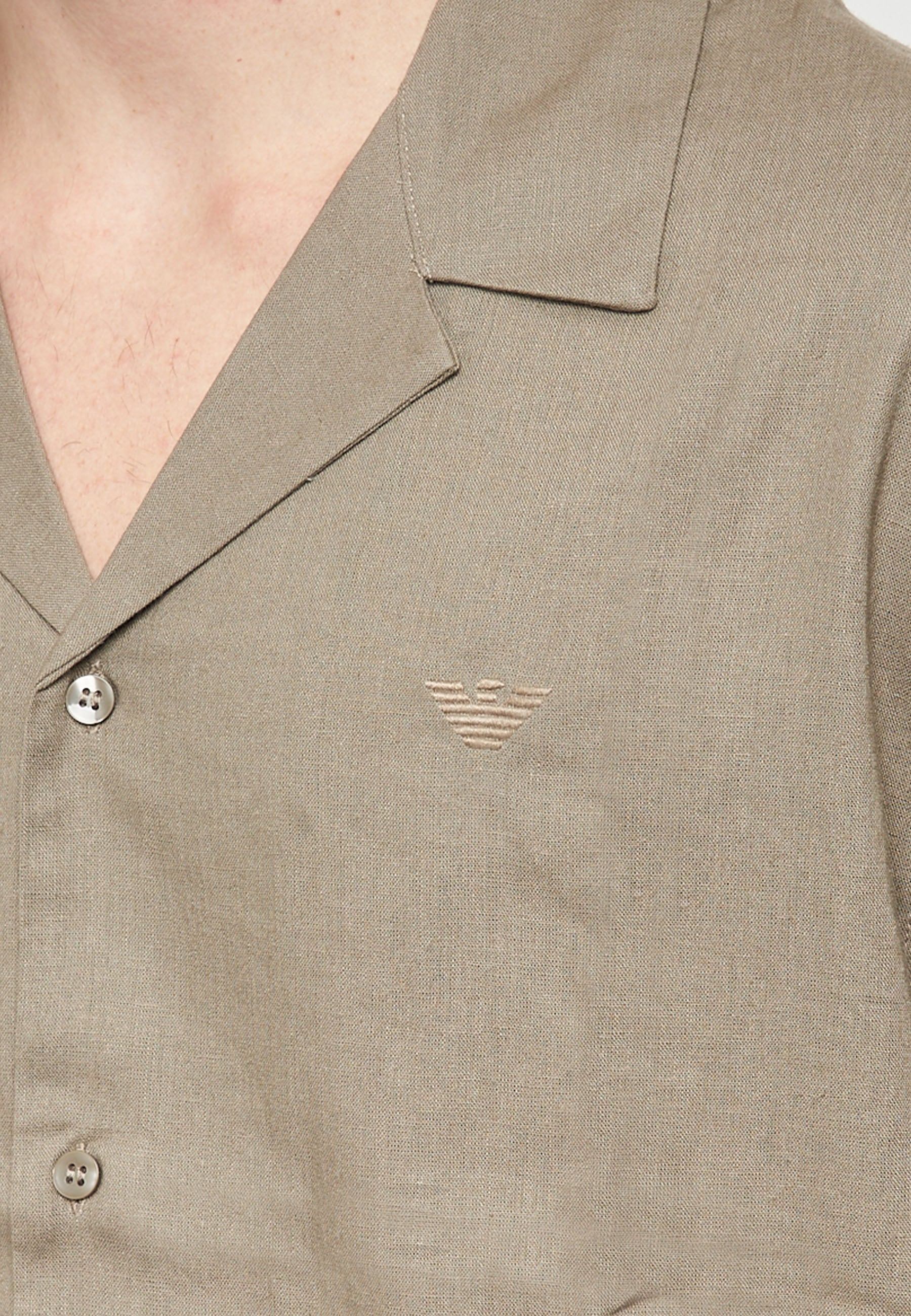 Camicia beachwear in misto lino Walnut 