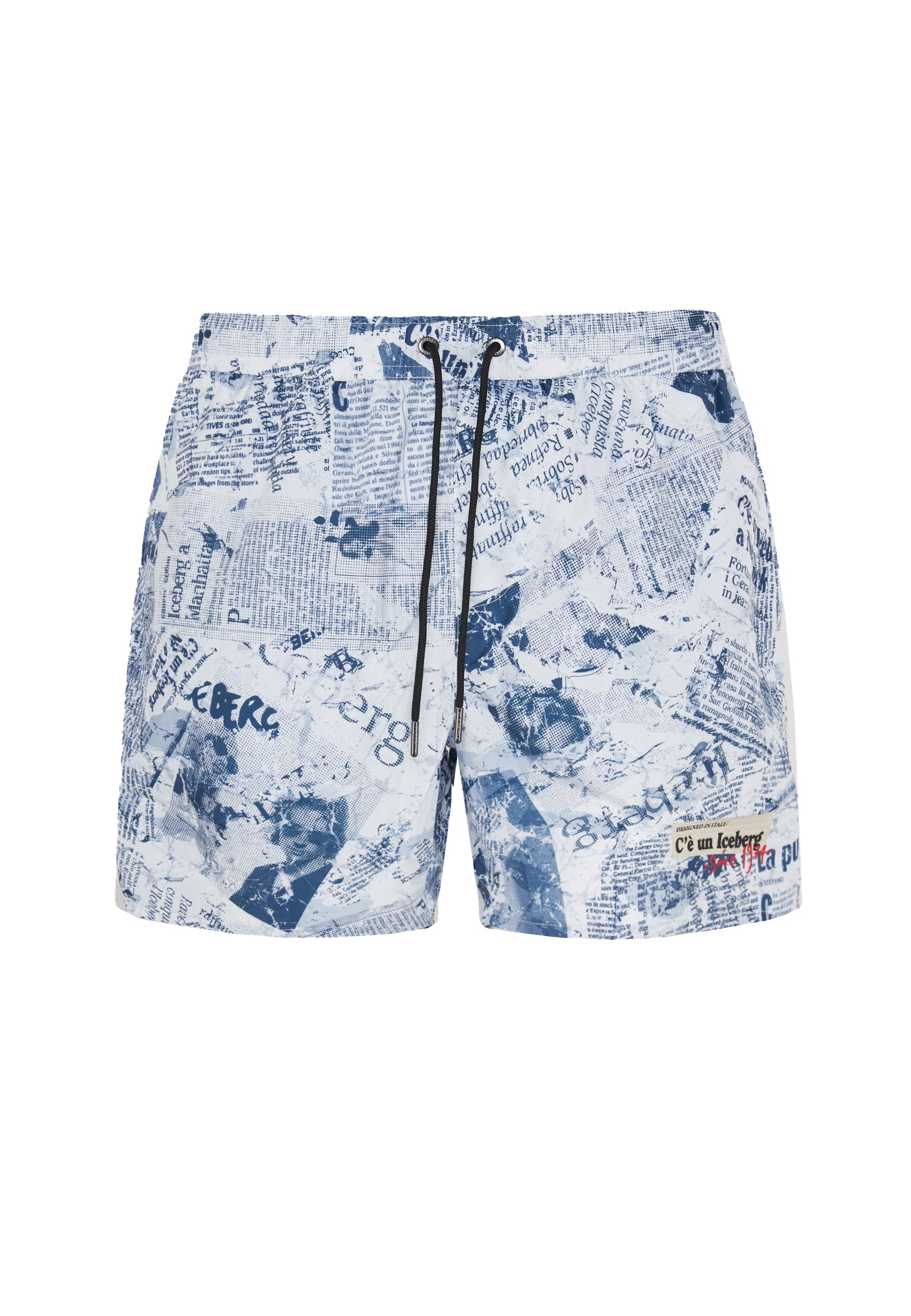 Boxer Uomo da Bagno Con Stampa All Over Newspaper Blue 