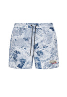 Boxer Uomo da Bagno Con Stampa All Over Newspaper Blue 