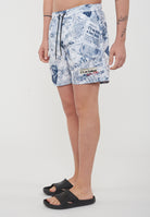 Boxer Uomo da Bagno Con Stampa All Over Newspaper Blue 