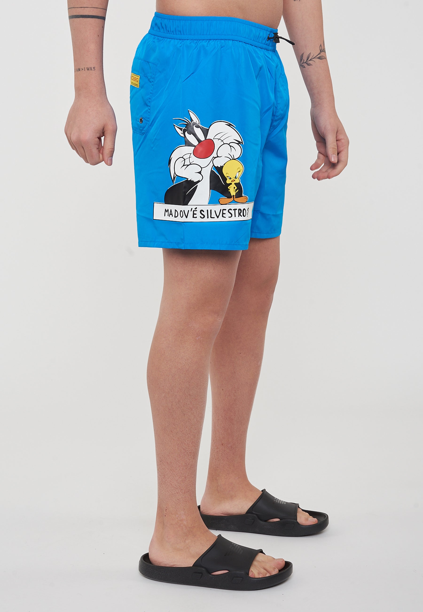 Boxer Uomo da Bagno Con Stampa Cartoon Azure 