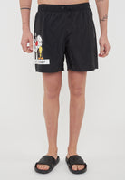 Boxer Uomo da Bagno Con Stampa Cartoon Black 