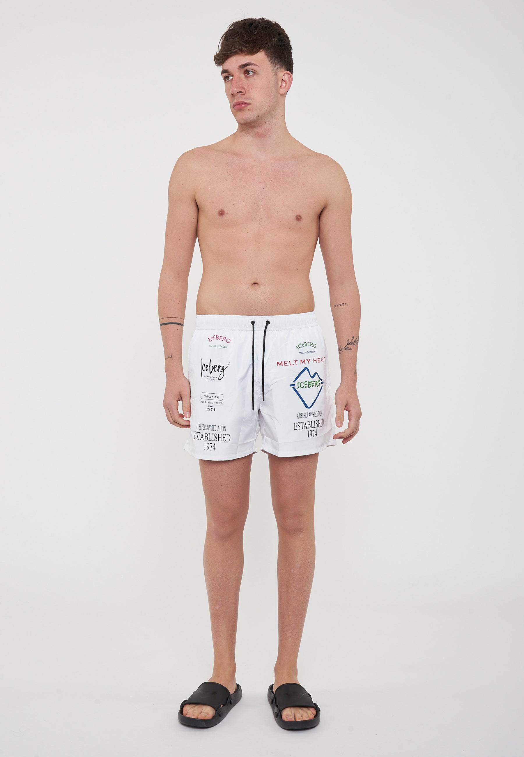 Boxer Uomo da Bagno Con Stampa White 