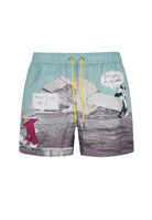 Boxer Uomo da Bagno Con Stampa Cartoon Mint 