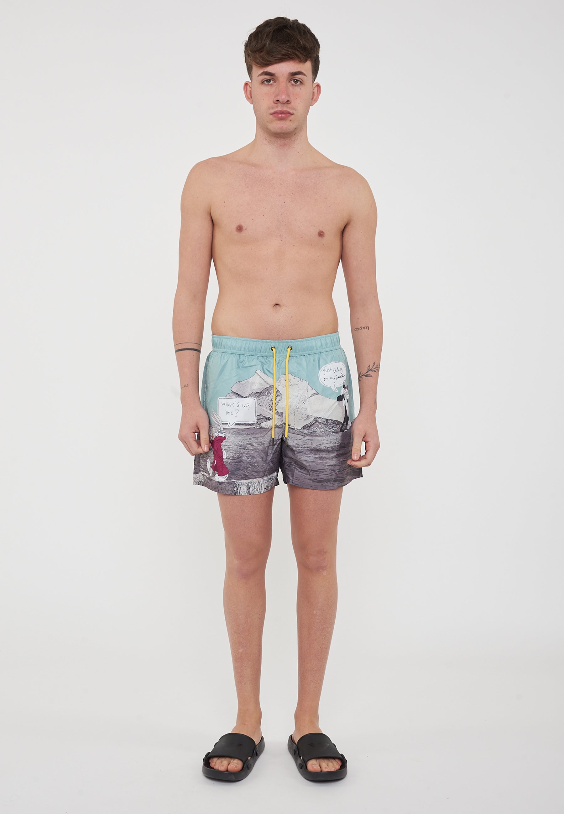 Boxer Uomo da Bagno Con Stampa Cartoon Mint 