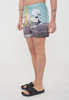 Boxer Uomo da Bagno Con Stampa Cartoon Mint 