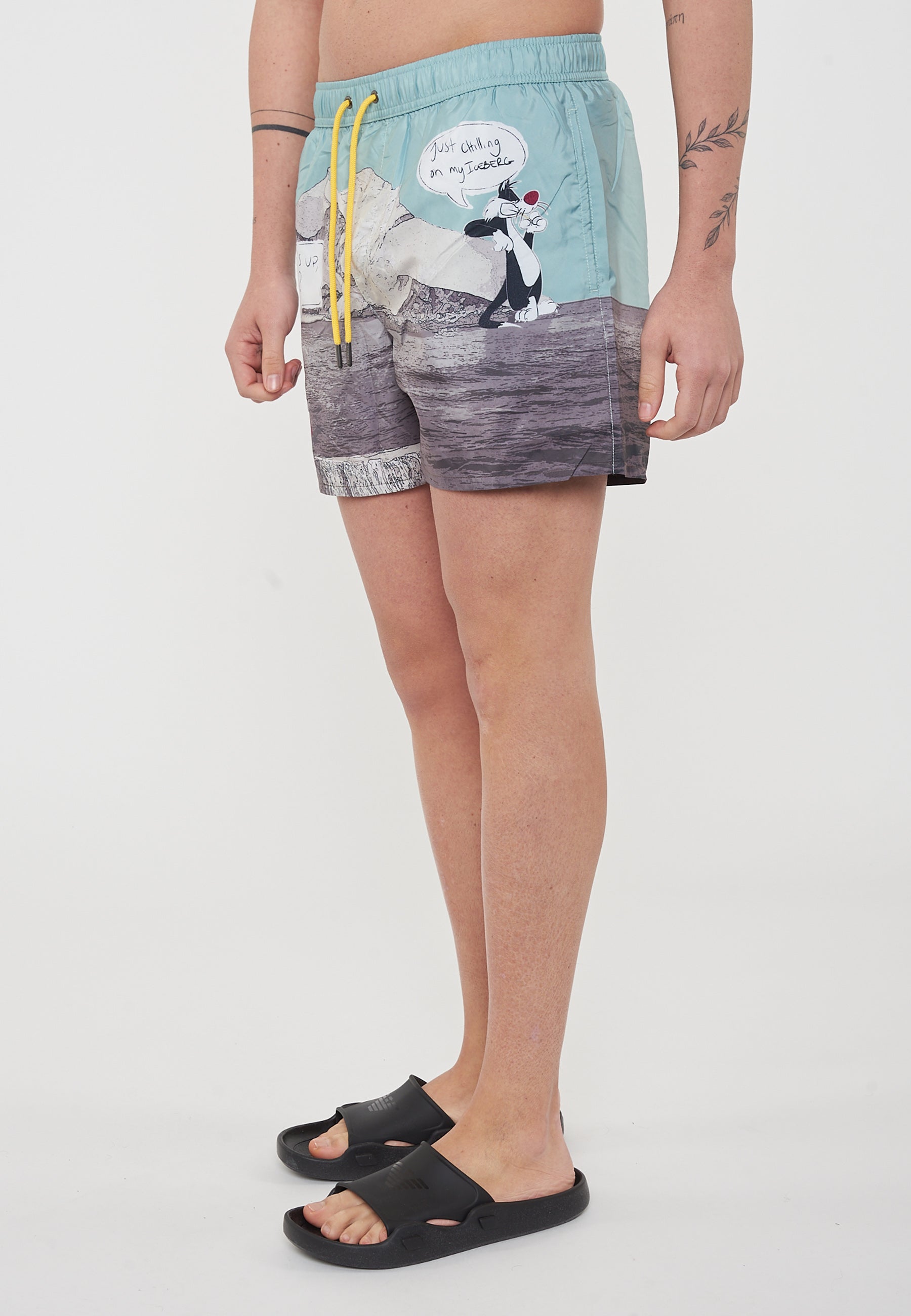 Boxer Uomo da Bagno Con Stampa Cartoon Mint 
